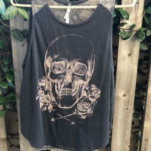 Grey Skull Tank w/ Lace Back